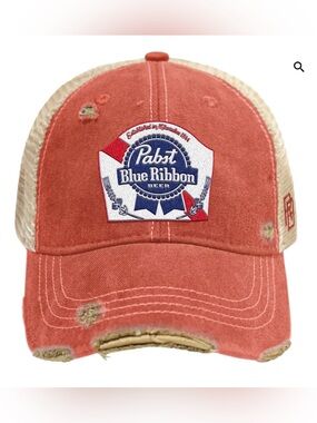 Pabst Blue Ribbon Trucker Hat Snapback Vintage Distressed Mesh Cap